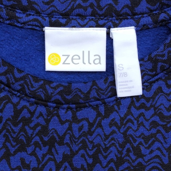 Zella Girls Blue Twilight Black Drawstring Waist Fleece Sweatshirt Dress S - Picture 7 of 9